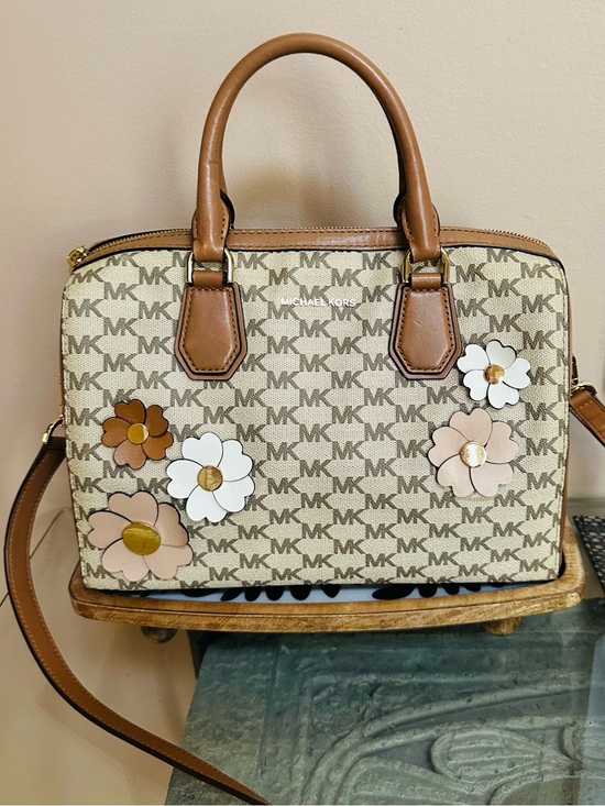 Michael Kors Handbags - Monogram Floral Appliqué Satchel Mercier